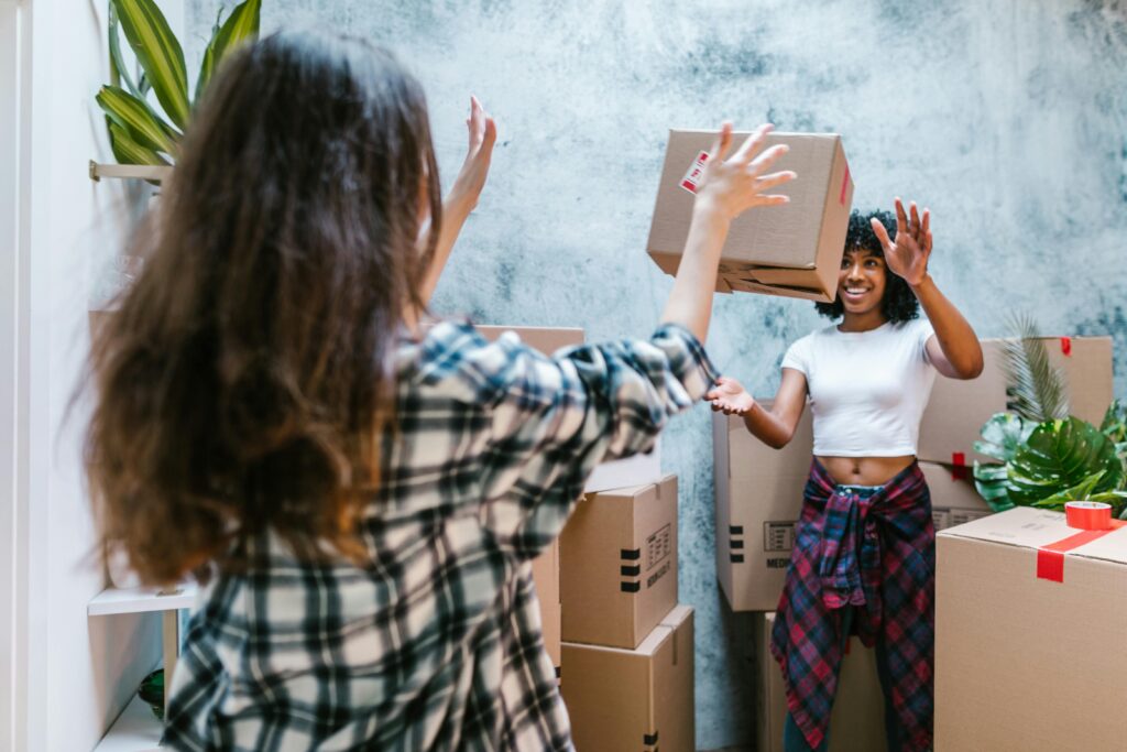 These roommates purchased their own renters insurance policies, getting ready to move into their new apartment.